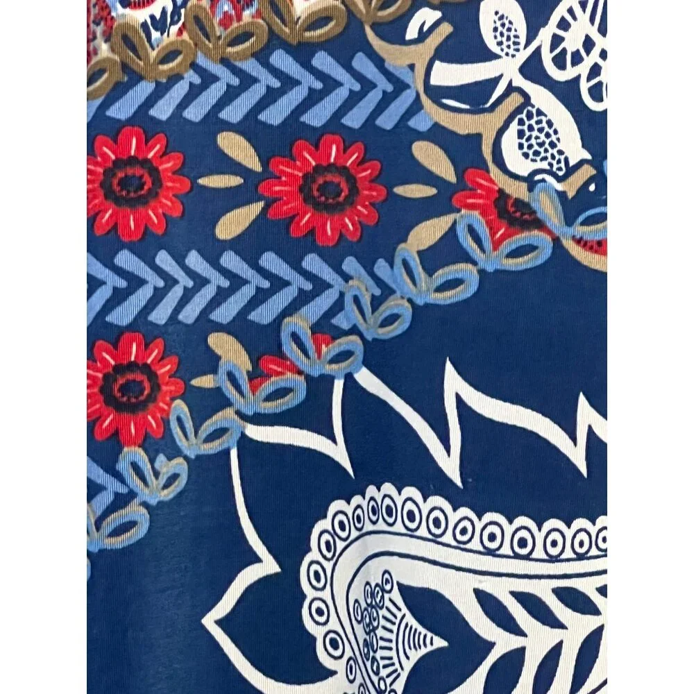 N Touch Women’s 1X Multicolor Floral Boho Tunic Top Button Details Blue Red - Picture 10 of 15